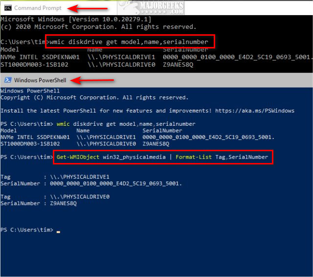 get-wmiobject hard drive serial number